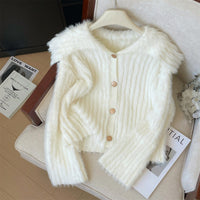 Cassia Knit Cardigan with Button Front in Cream