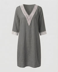 Cassia Linen Midi Dress in Grey