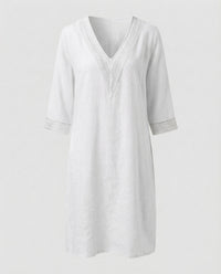 Cassia Linen Midi Dress in White