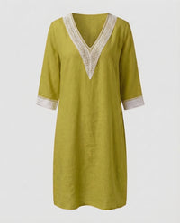 Cassia Linen Midi Dress in Yellow