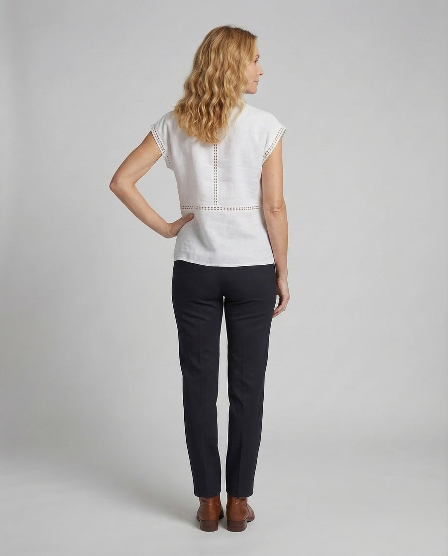 Cassia Linen Top with Stand Collar