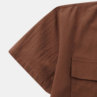 Cassia Shirt with Short Sleeve and Chest Pocket in Brown