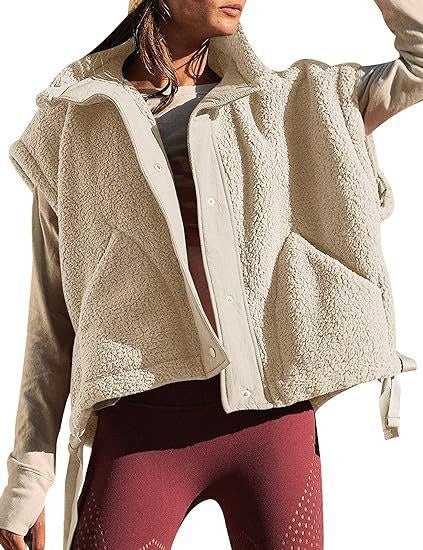Cassia Vest with Pockets in Beige