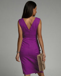 Cassia Women's V-Neck Sleeveless Fitted Dress in Purple