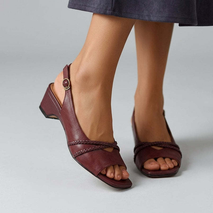 Cassie Braided Slingback Sandal in Cabernet