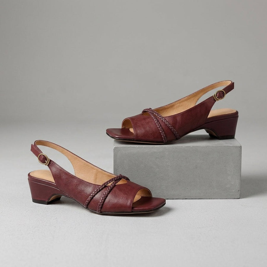 Cassie Braided Slingback Sandal in Cabernet