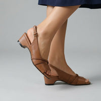 Cassie Braided Slingback Sandal in Sienna Brown