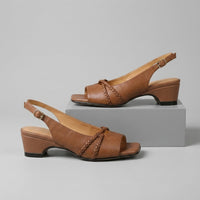 Cassie Braided Slingback Sandal in Sienna Brown