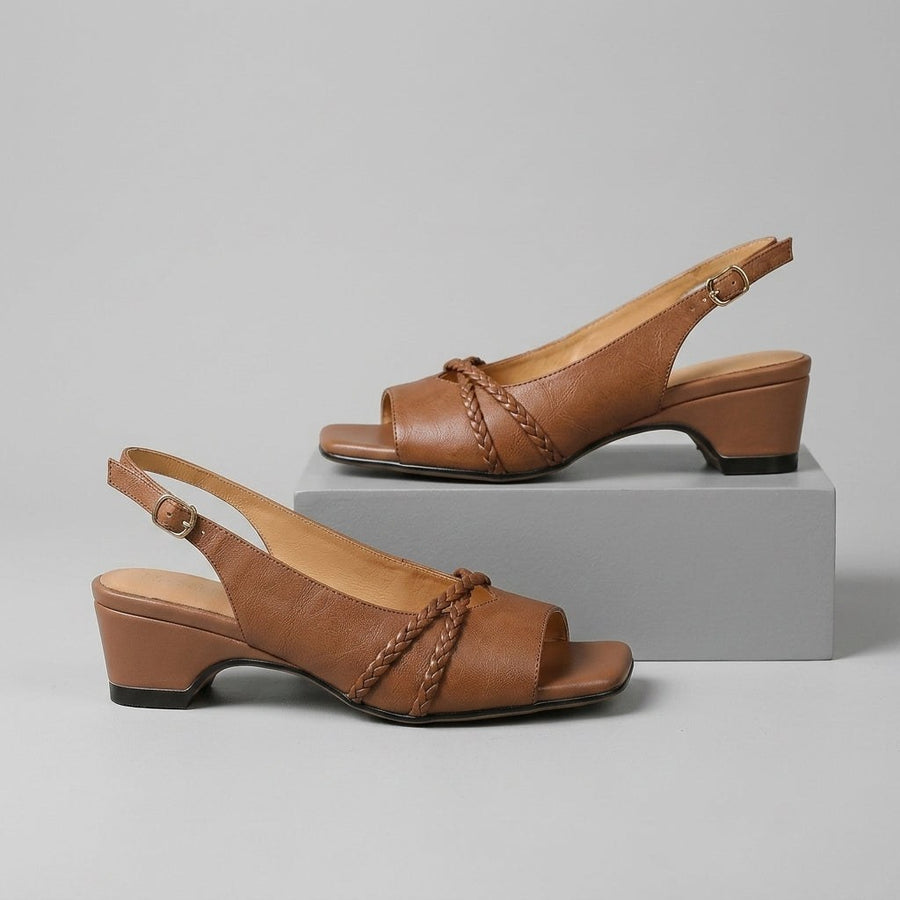 Cassie Braided Slingback Sandal in Sienna Brown