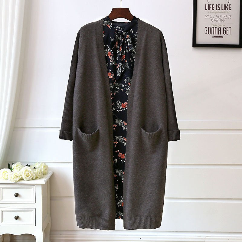Catalina Comfortable Knit Cardigan with Pockets in Dark Grey