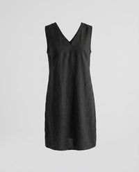 Catalina Elegant Linen Wrap Dress in Dark Grey