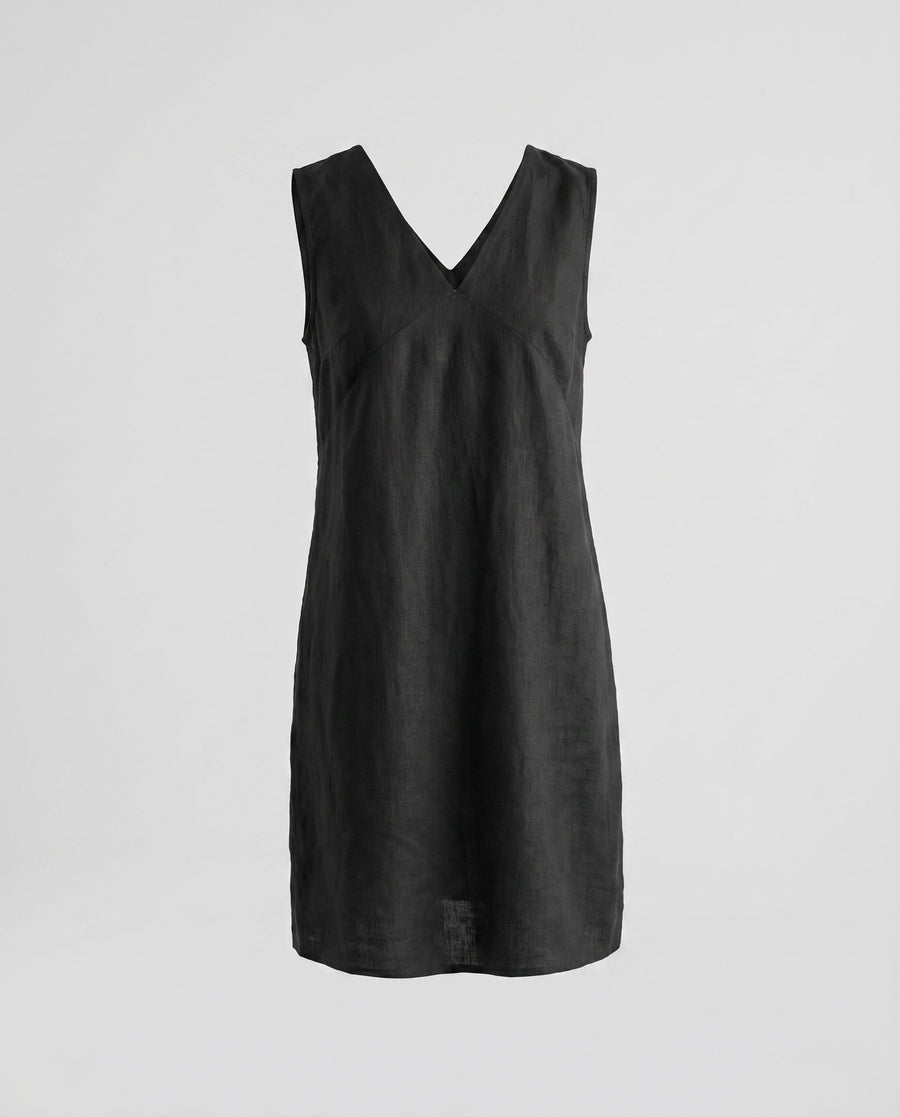 Catalina Elegant Linen Wrap Dress in Dark Grey