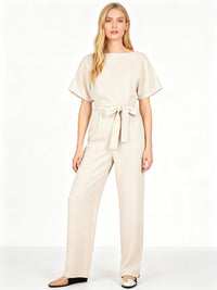 Catalina Knit Jumpsuit in Beige
