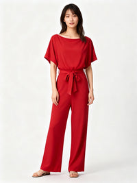 Catalina Knit Jumpsuit in Red