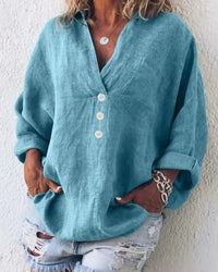 Catalina Linen Blouse in Blaue
