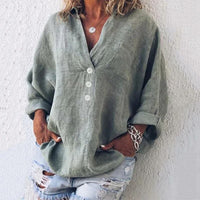 Catalina Linen Blouse in Grey