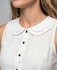 Catalina Linen Blouse with Sleeveless and Button Front