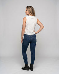 Catalina Linen Blouse with Sleeveless and Button Front