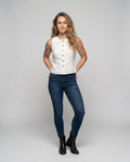 Catalina Linen Blouse with Sleeveless and Button Front