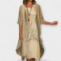 Catriona Women's Formal Lace Overlay Midi Dress