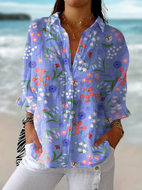 Cavanagh Women's Floral Print Relaxed Blouse in Purple