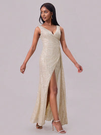 Isabelle Sequin Surplice Maxi Dress