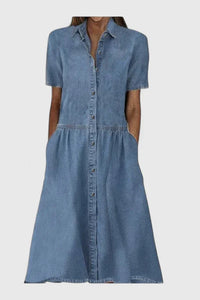 Nicole | Women's Short Sleeve Button Front Midi Dress