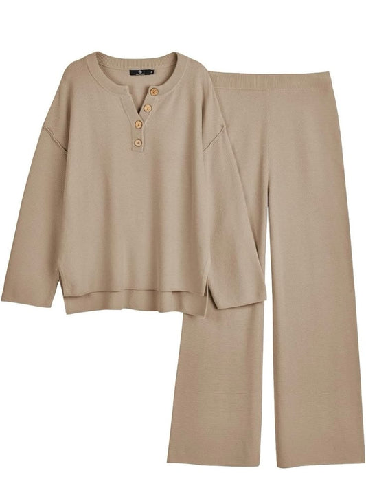 Adelaide Waffle Knit Wide-Leg Lounge Pants