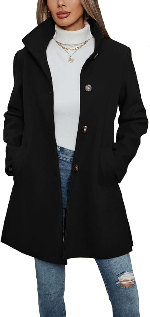 Cecilia Elegant Coat with Pockets in Black