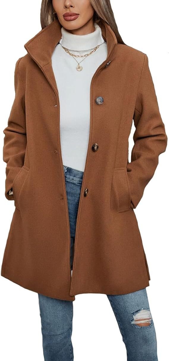Cecilia Elegant Coat with Pockets in Brown