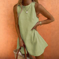 Cecilia Elegant Linen Dress with Sleeveless
