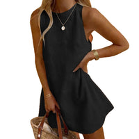 Cecilia Elegant Linen Dress with Sleeveless