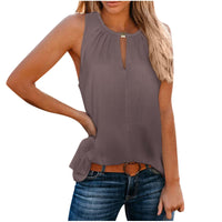 Cecilia Elegant Top with Sleeveless and Pleated in Blue Violet