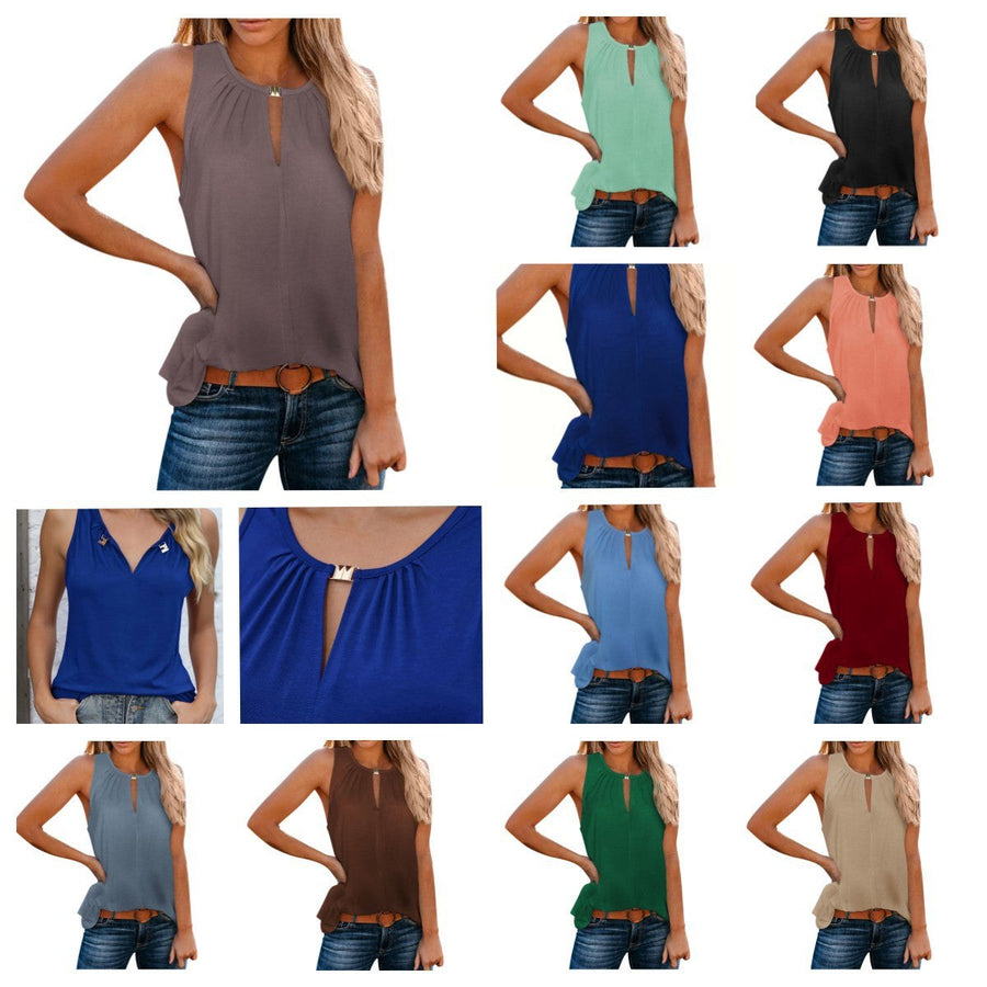 Cecilia Elegant Top with Sleeveless and Pleated