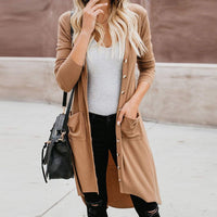 Cecilia Knit Cardigan with Button Front and Pockets in Cream