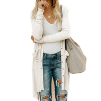 Cecilia Knit Cardigan with Button Front and Pockets in Cream
