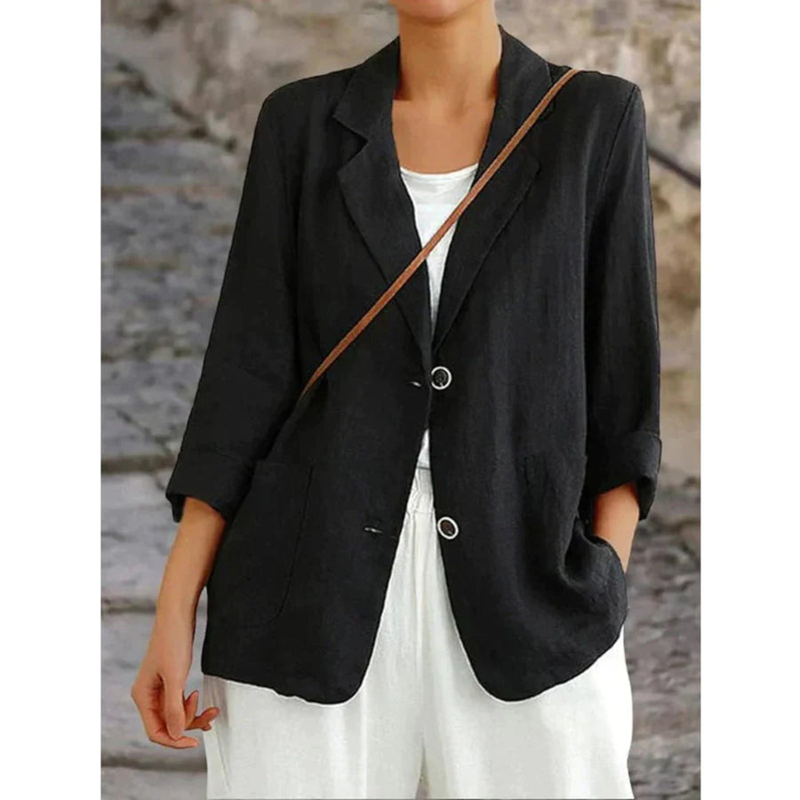 Cecilia Linen Blazer in Black