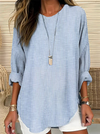 Cecilia™ Trendy Striped Blouse in Blue
