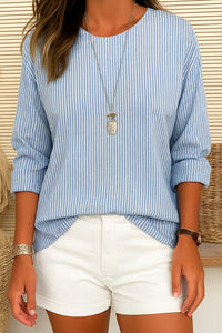 Cecilia™ Trendy Striped Blouse in Grey