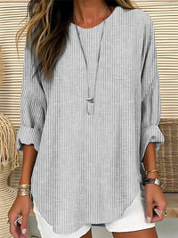 Cecilia™ Trendy Striped Blouse in Grey