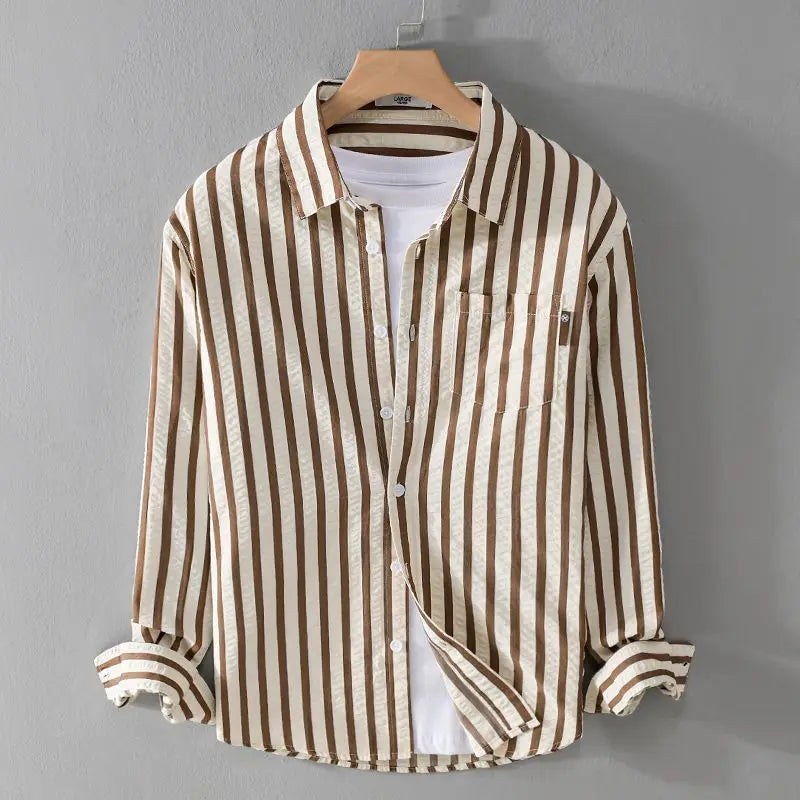 Cedric Blouse with Striped in Khaki