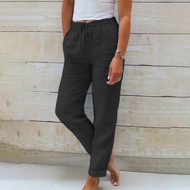 Cedric Casual Cotton Trousers in Black