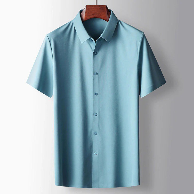 Cedric Casual Silk Shirt in Light Blue