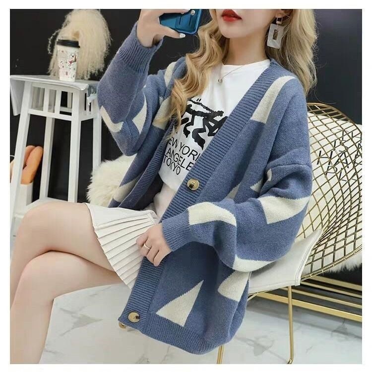 Celeste Casual Knit Cardigan in Blue