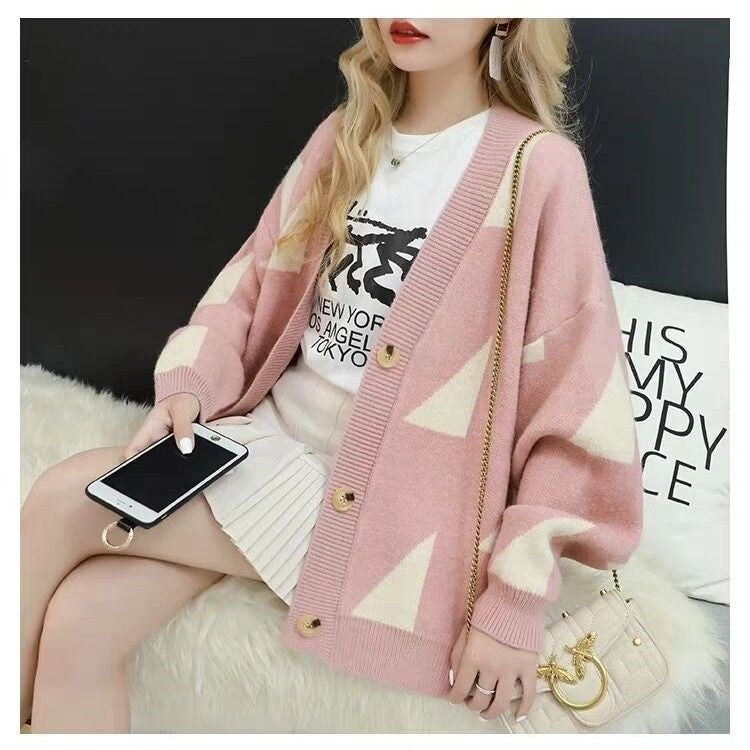 Celeste Casual Knit Cardigan in Pink