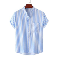 Celeste Casual Shirt with Stand Collar and Short Sleeve in Multicolor