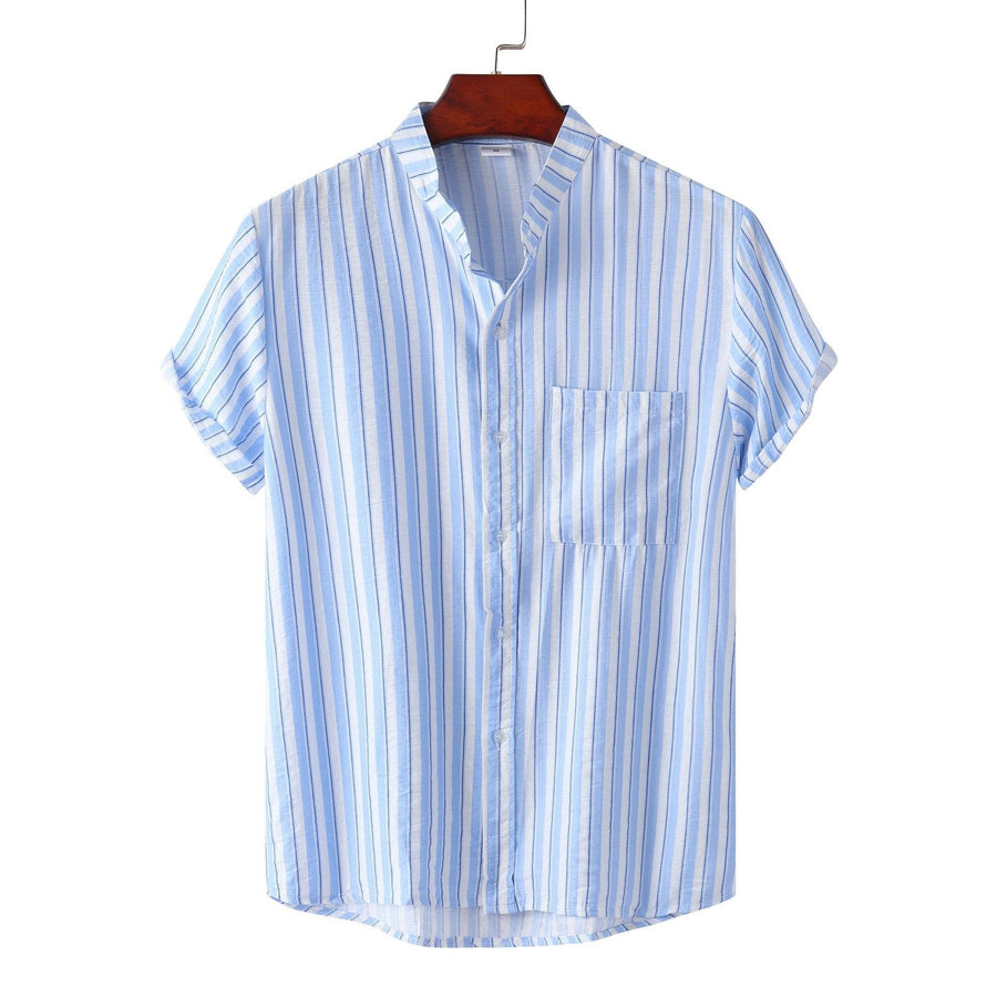 Celeste Casual Shirt with Stand Collar and Short Sleeve in Multicolor