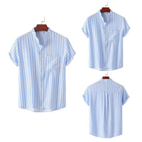 Celeste Casual Shirt with Stand Collar and Short Sleeve