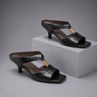 Celeste Kitten Heel Mule Sandal in Charcoal