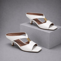 Celeste Kitten Heel Mule Sandal in Pearl